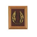 Στεφάνι επίχρυσο ελιά σε ξύλινη κορνίζα 23x28cm 1567